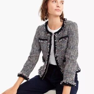 J. Crew Lady Tweed Jacket Blazer Fringe 8